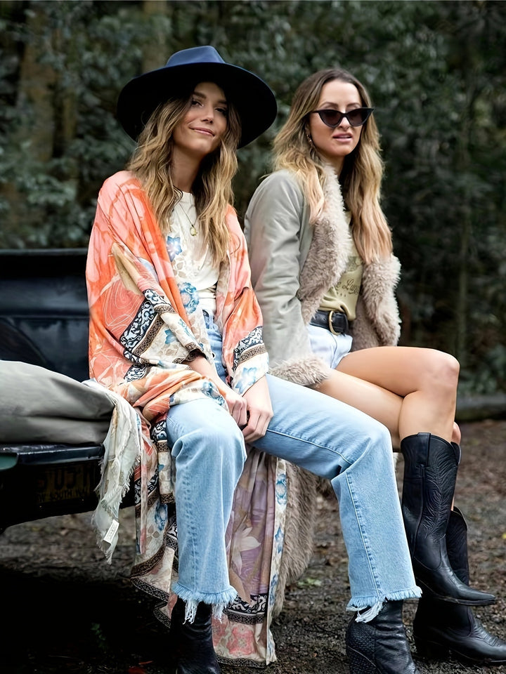 Romaine Sienna Mosaic Kimono Cover-Up