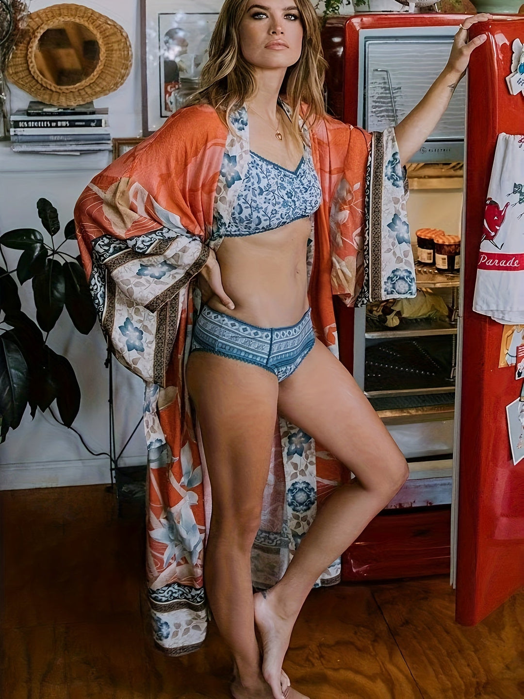 Romaine Sienna Mosaic Kimono Cover-Up