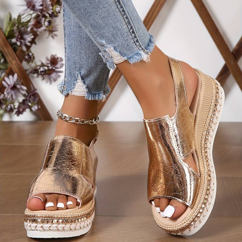 Cheryl Metallic Wedge Sandals