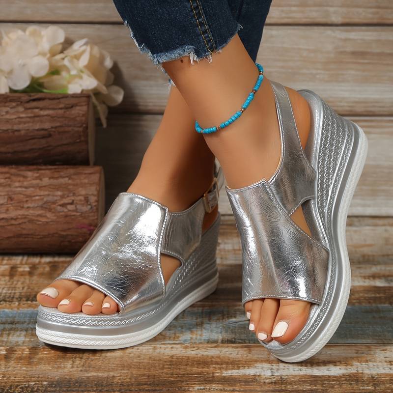 Cheryl Metallic Wedge Sandals