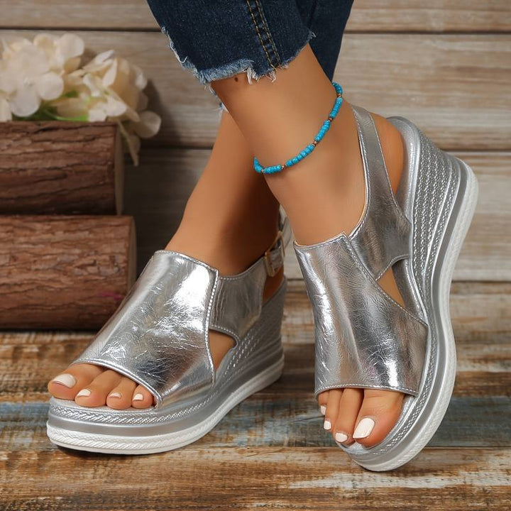 Cheryl Metallic Wedge Sandals