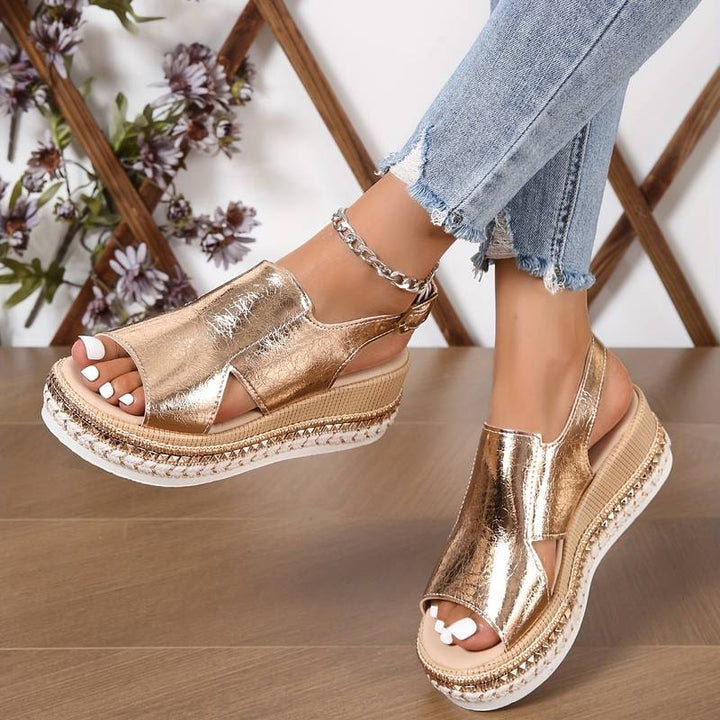 Cheryl Metallic Wedge Sandals