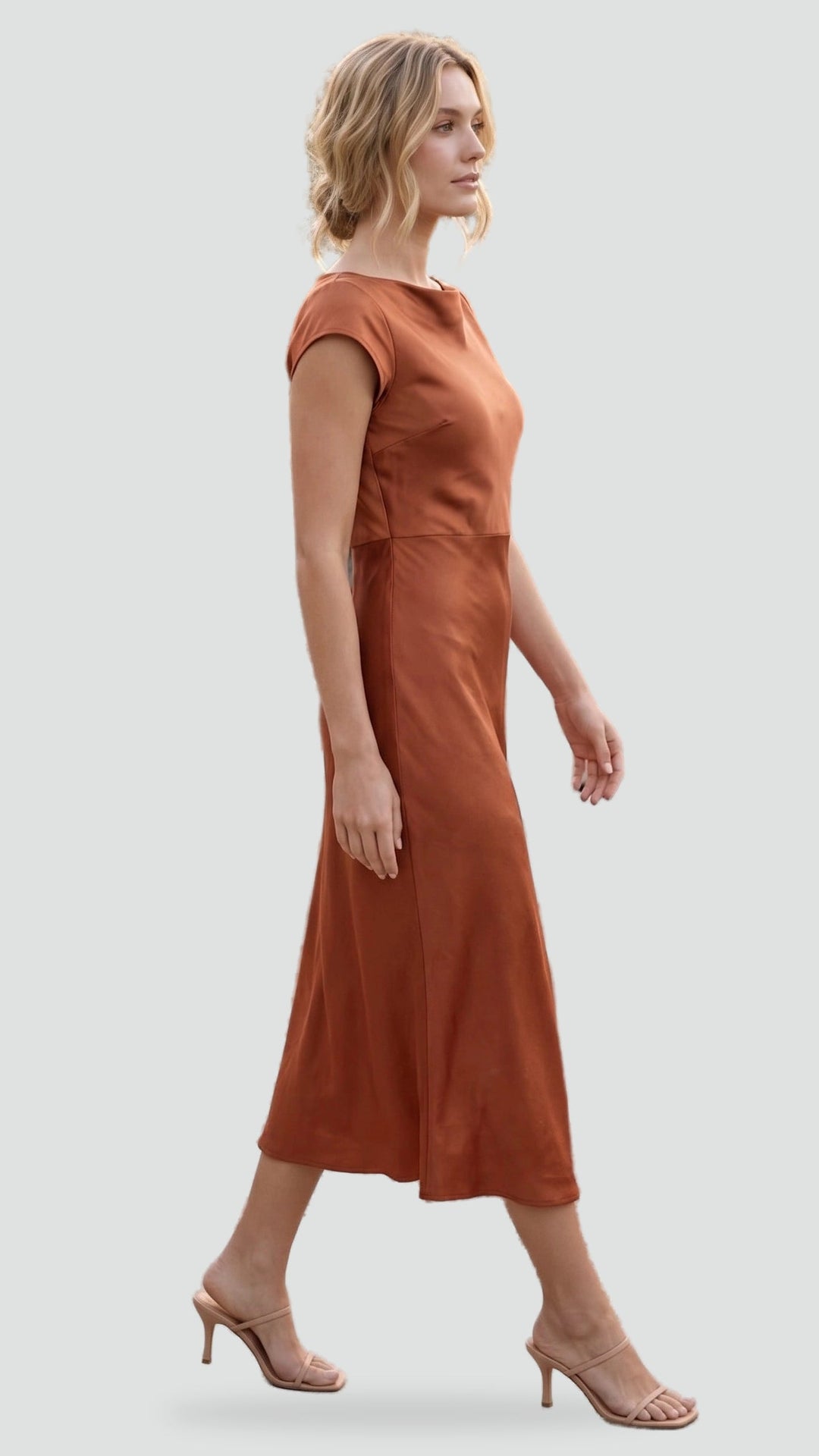 Antonia Draped Neck Split Midi Dress