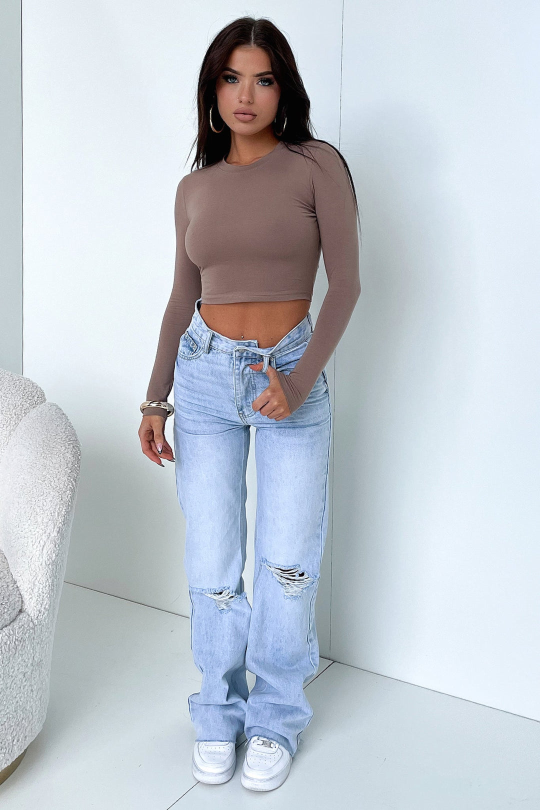 Elvira Distressed Straight Leg Jeans