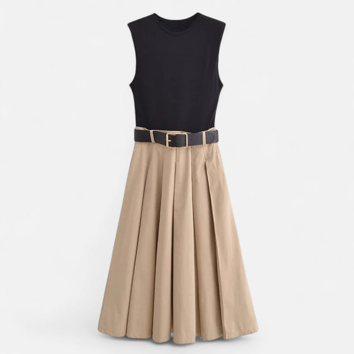 Camilla Contrast Bodice A Line Midi Dress