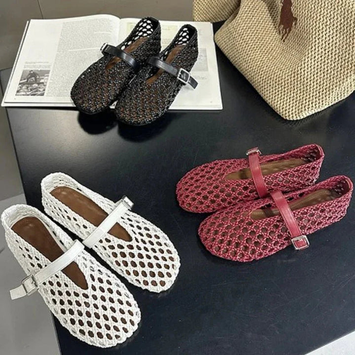 Bianca Woven Hollow Flat Sandals