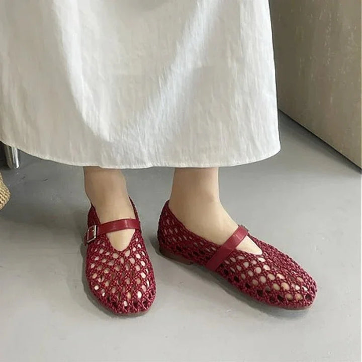 Bianca Woven Hollow Flat Sandals