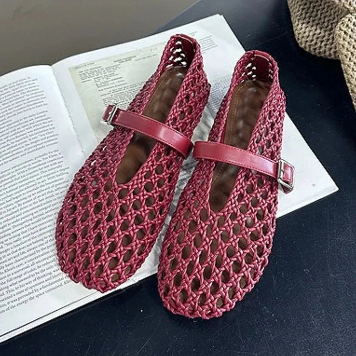 Bianca Woven Hollow Flat Sandals