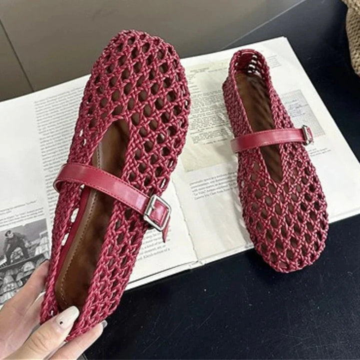 Bianca Woven Hollow Flat Sandals