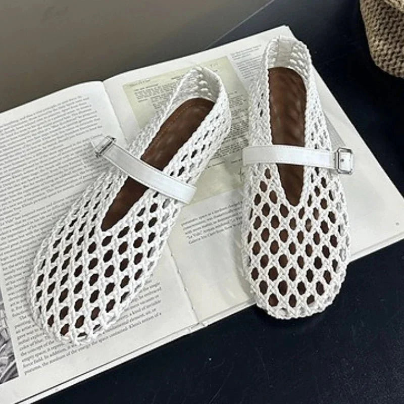 Bianca Woven Hollow Flat Sandals