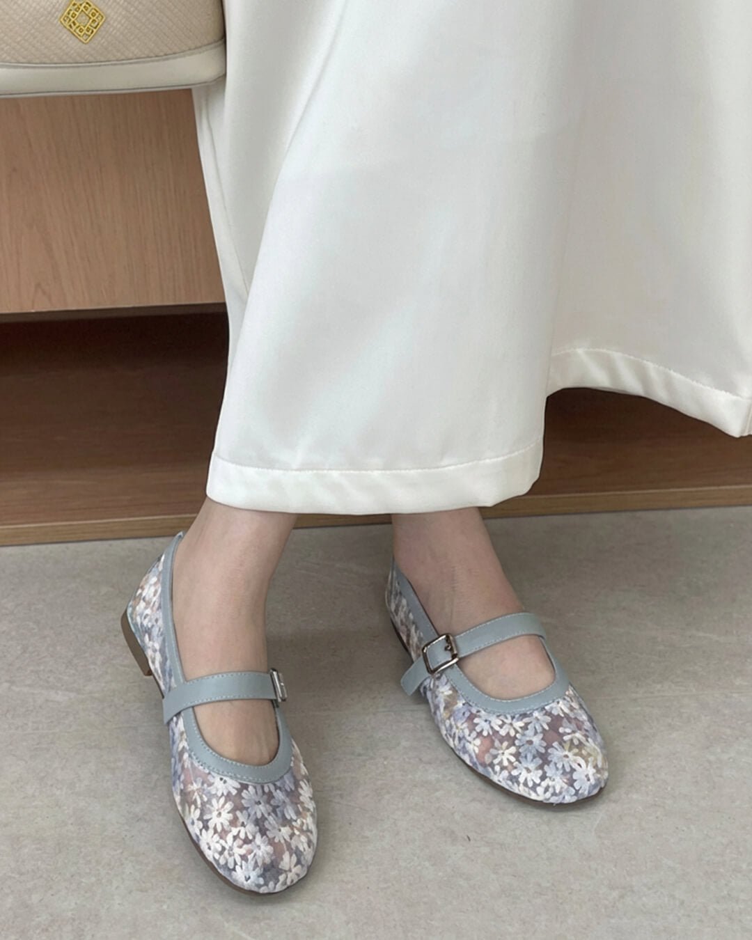 Helen Floral Mesh Mary Jane Flats
