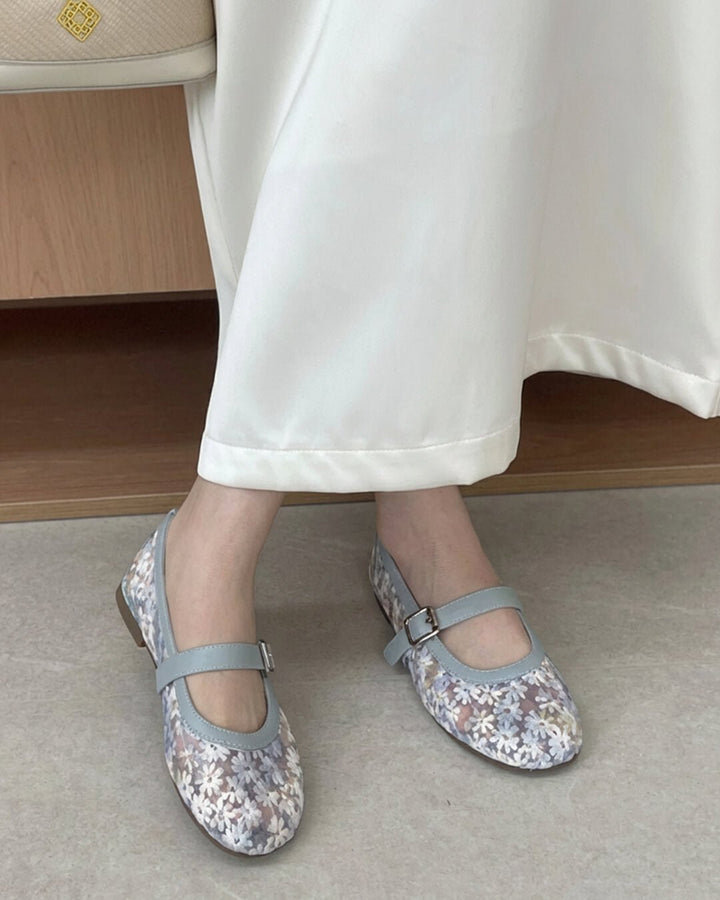 Helen Floral Mesh Mary Jane Flats