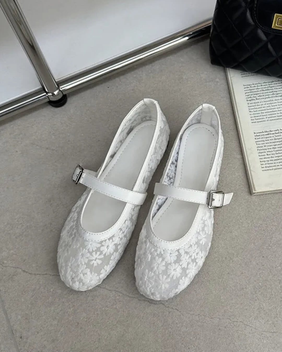 Helen Floral Mesh Mary Jane Flats