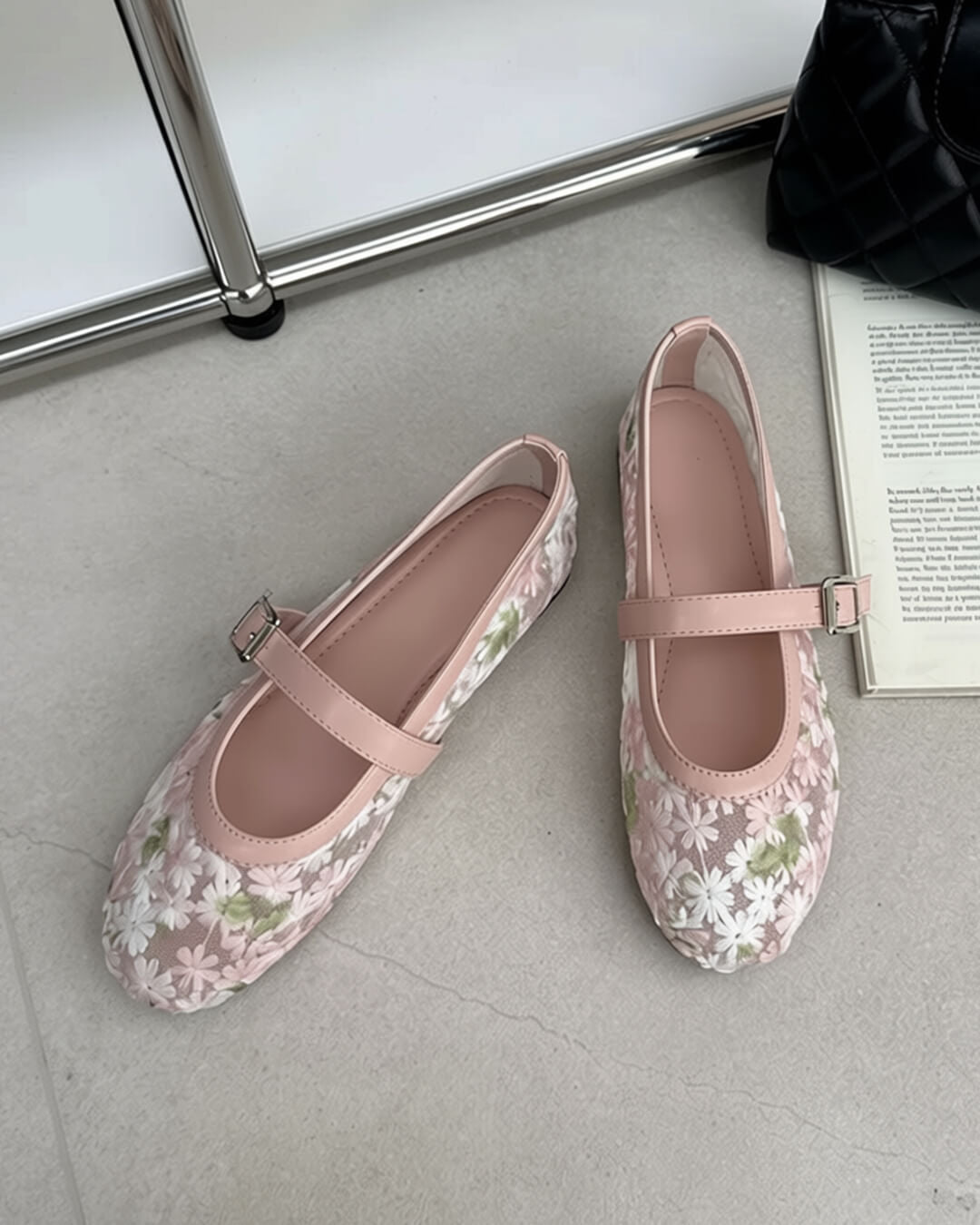 Helen Floral Mesh Mary Jane Flats