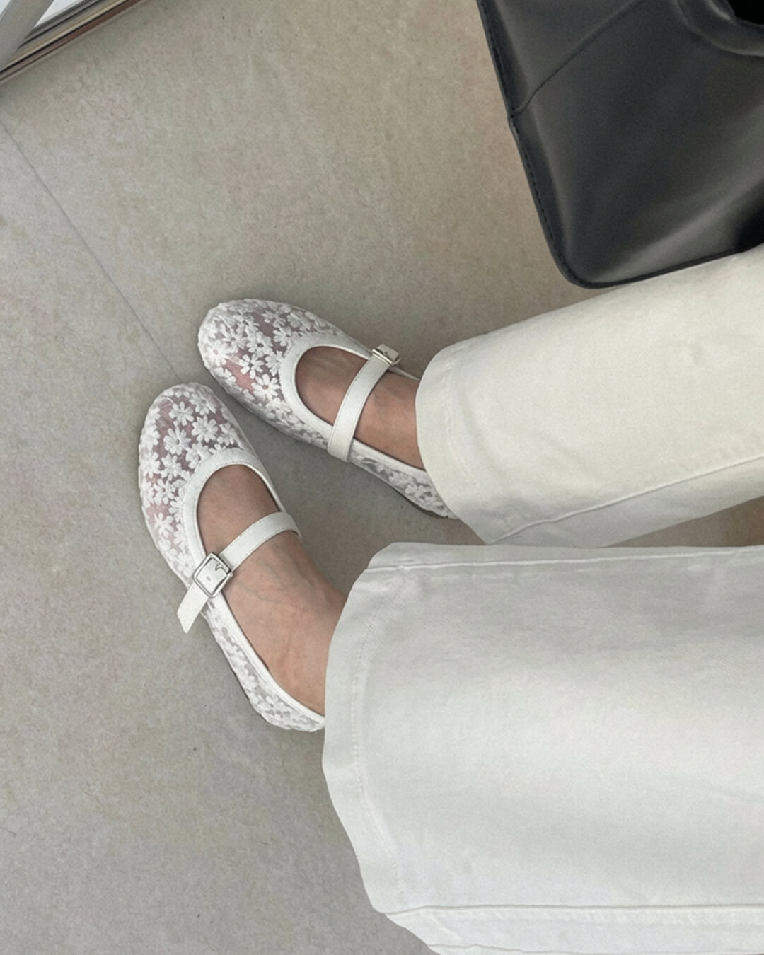 Helen Floral Mesh Mary Jane Flats