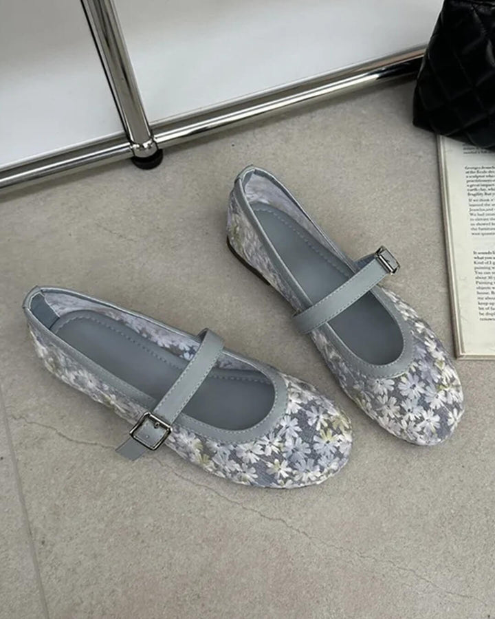 Helen Floral Mesh Mary Jane Flats