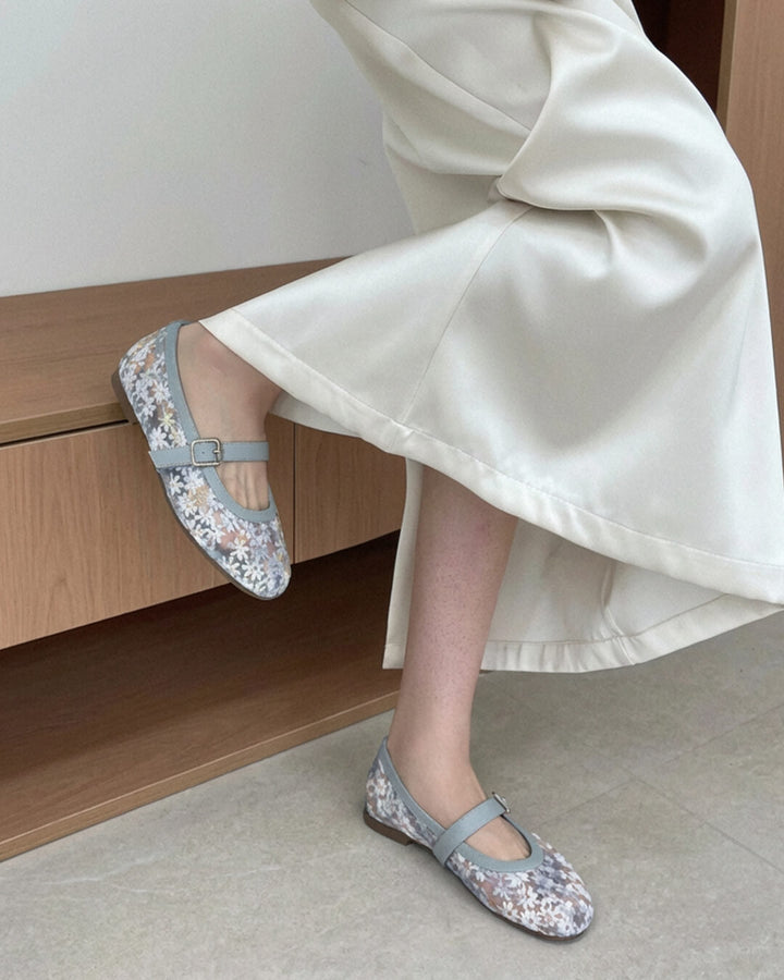 Helen Floral Mesh Mary Jane Flats