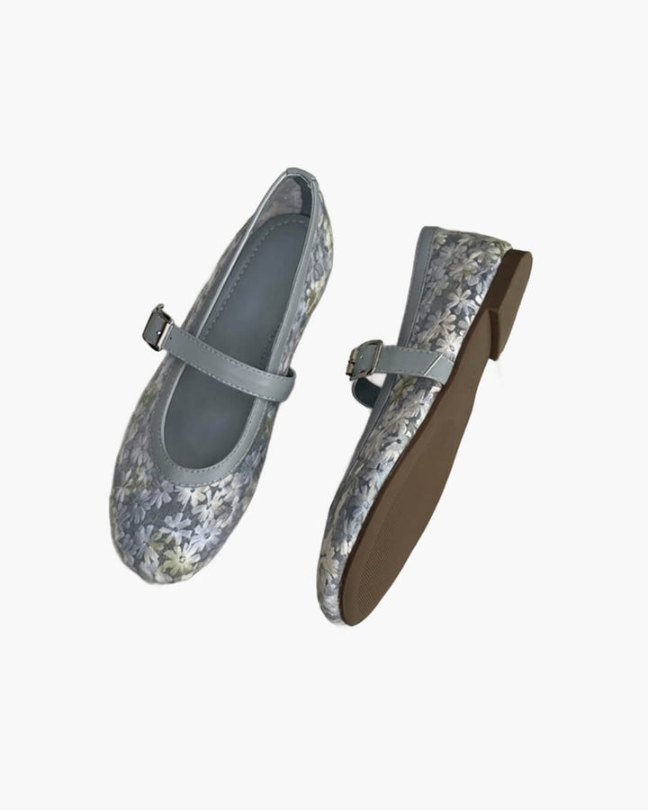 Helen Floral Mesh Mary Jane Flats