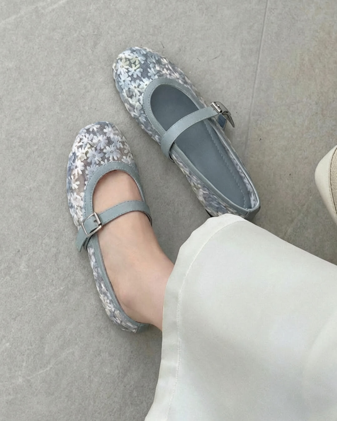 Helen Floral Mesh Mary Jane Flats