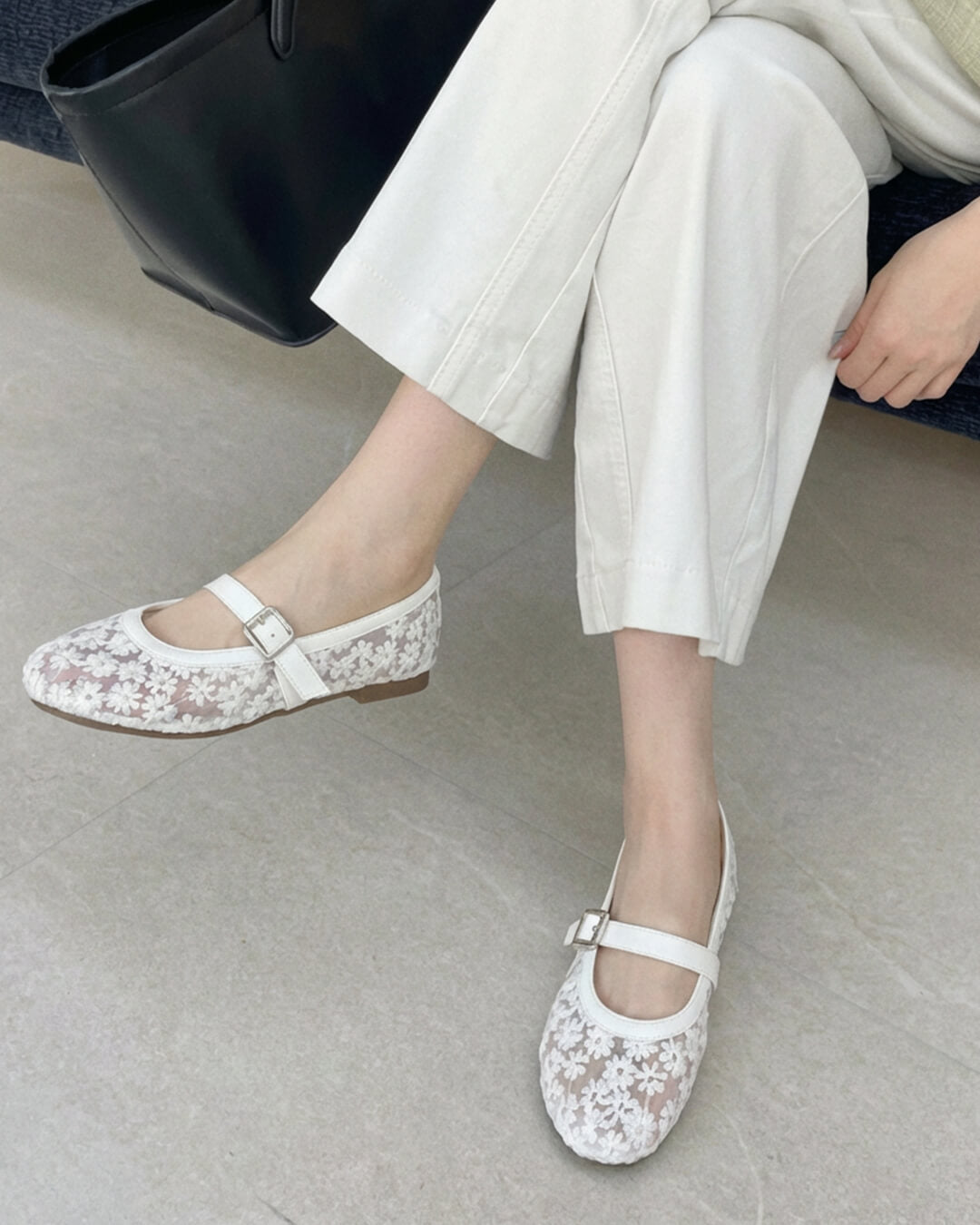 Helen Floral Mesh Mary Jane Flats
