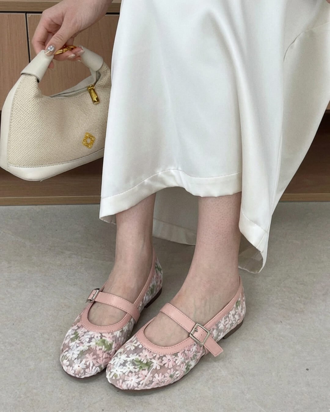 Helen Floral Mesh Mary Jane Flats