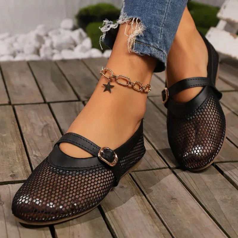 Hermione Mesh Mary Jane Flats