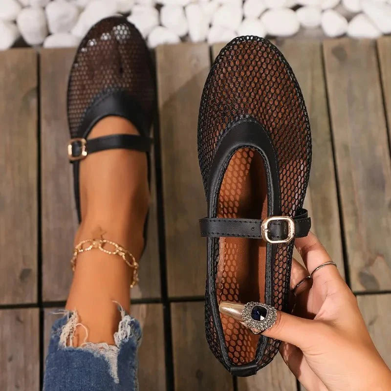 Hermione Mesh Mary Jane Flats