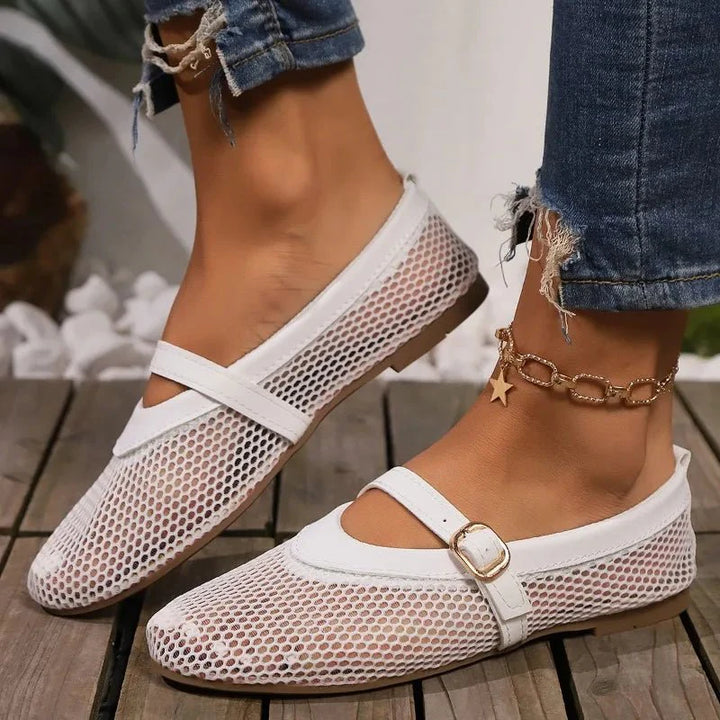 Hermione Mesh Mary Jane Flats