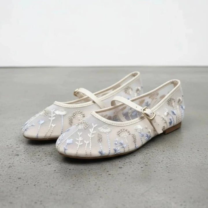 Priscilla Embroidered Mary Jane Flats