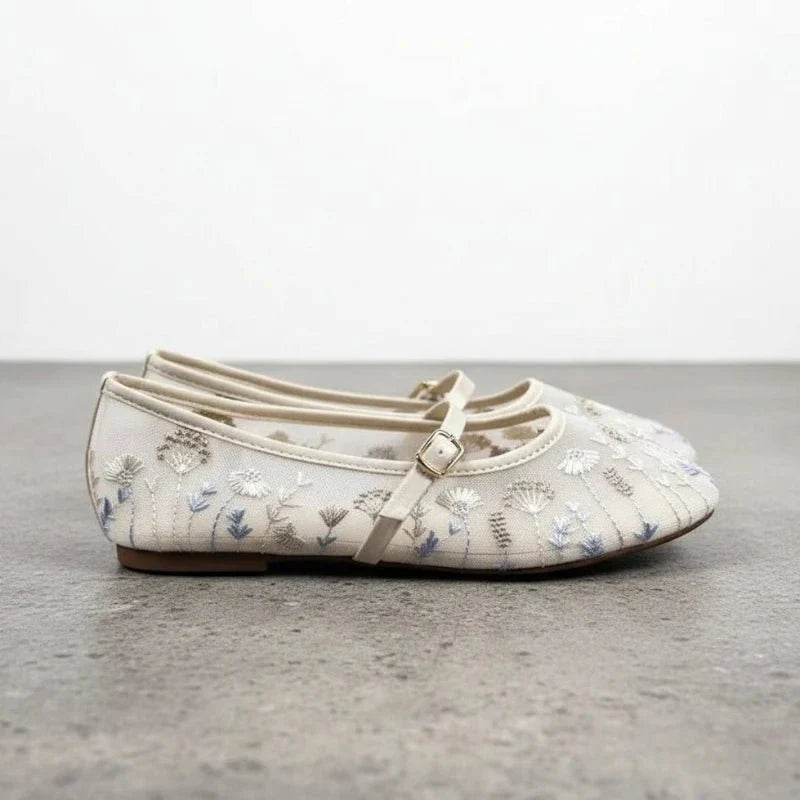Priscilla Embroidered Mary Jane Flats