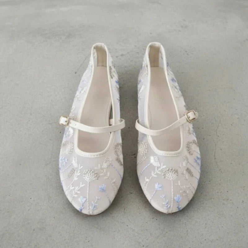 Priscilla Embroidered Mary Jane Flats