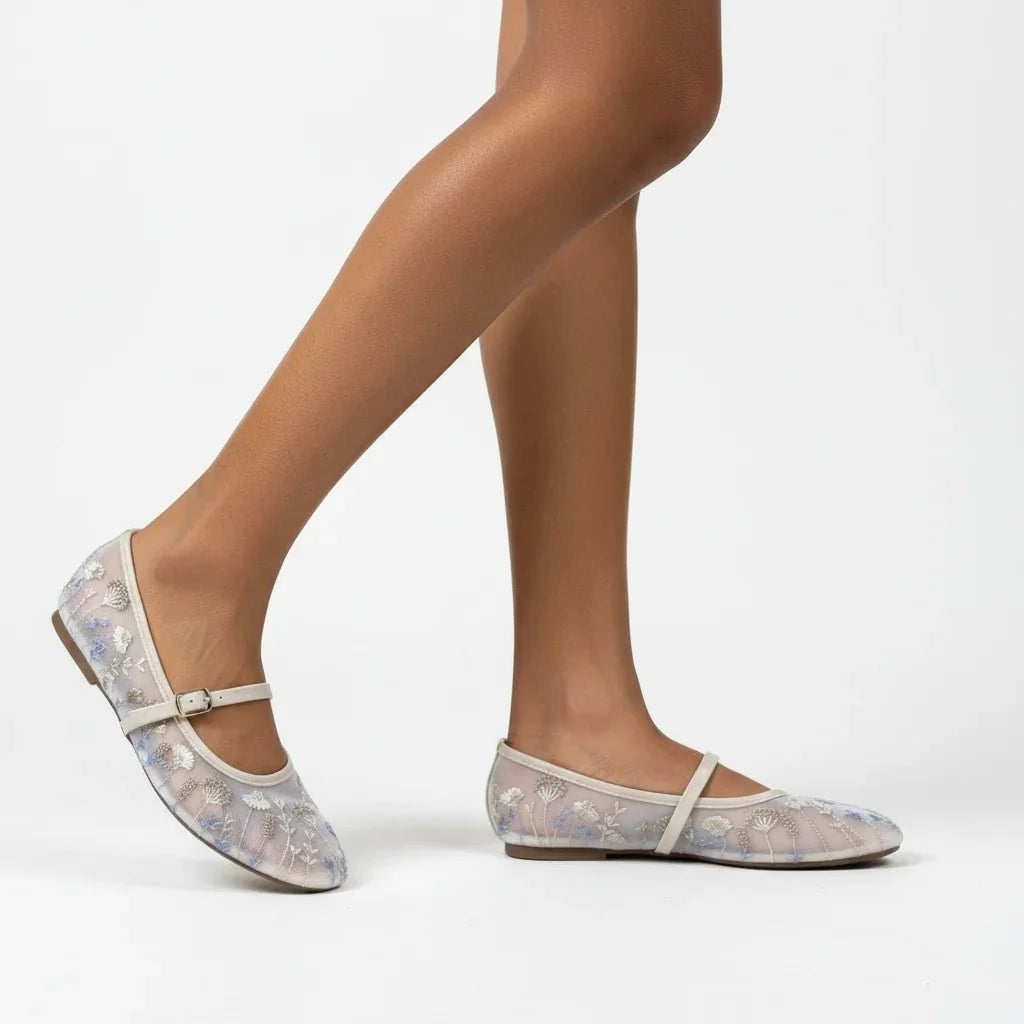 Priscilla Embroidered Mary Jane Flats