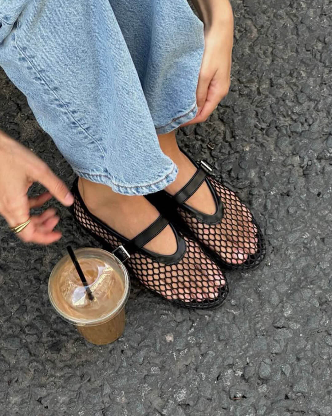 Rebecca Mesh Mary Jane Flats