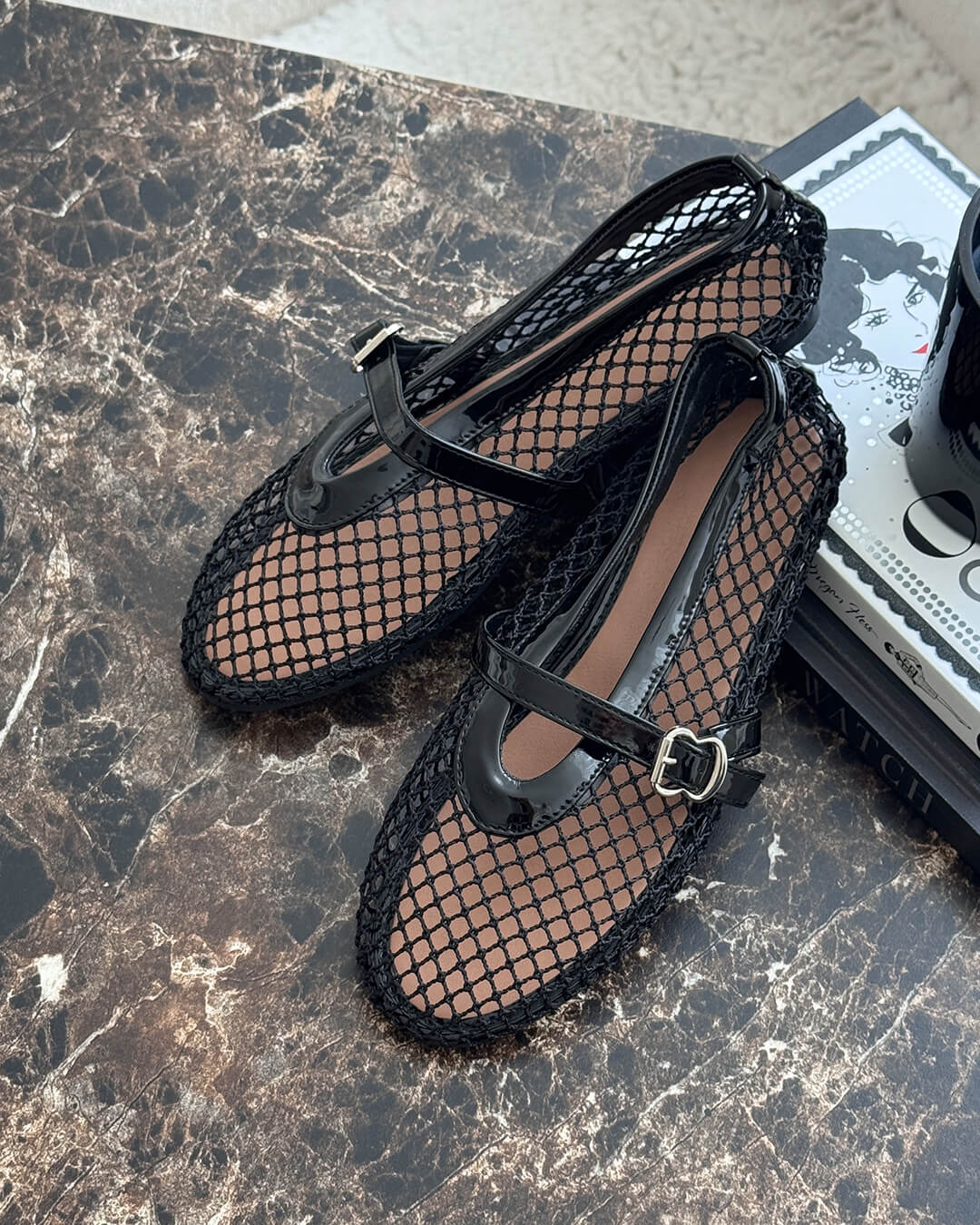 Rebecca Mesh Mary Jane Flats