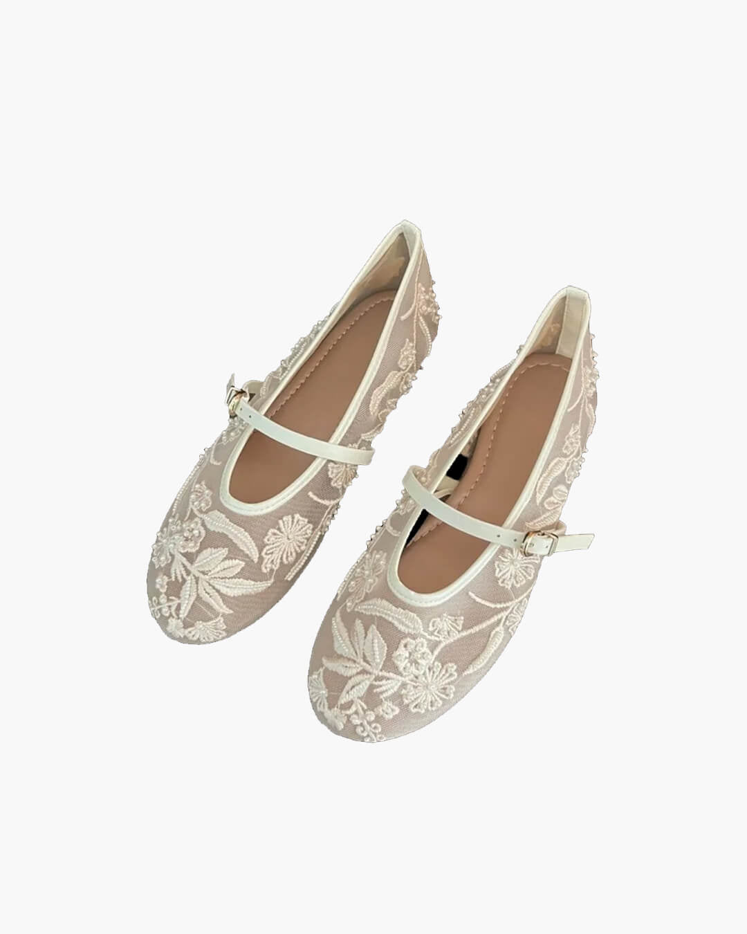 Sarah Lace Embroidered Mary Jane Flats
