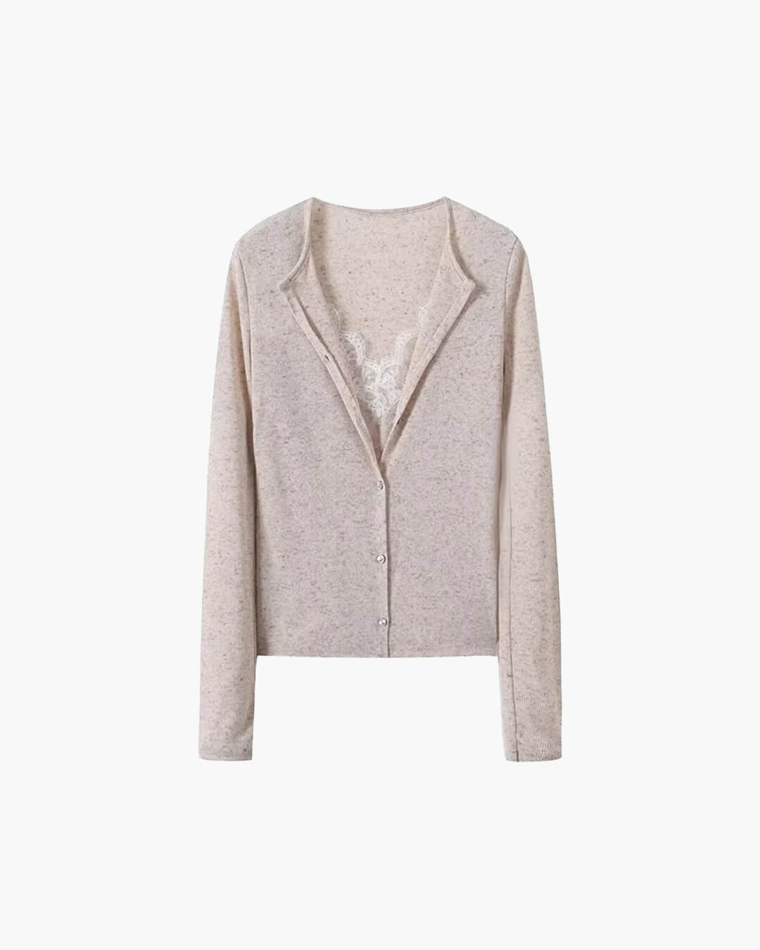 Analie Paneled Lace Trim Long Sleeve Top