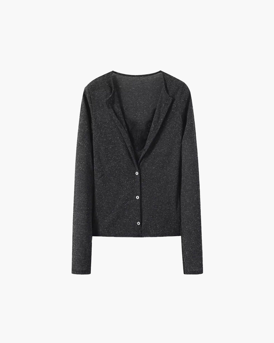 Analie Paneled Lace Trim Long Sleeve Top