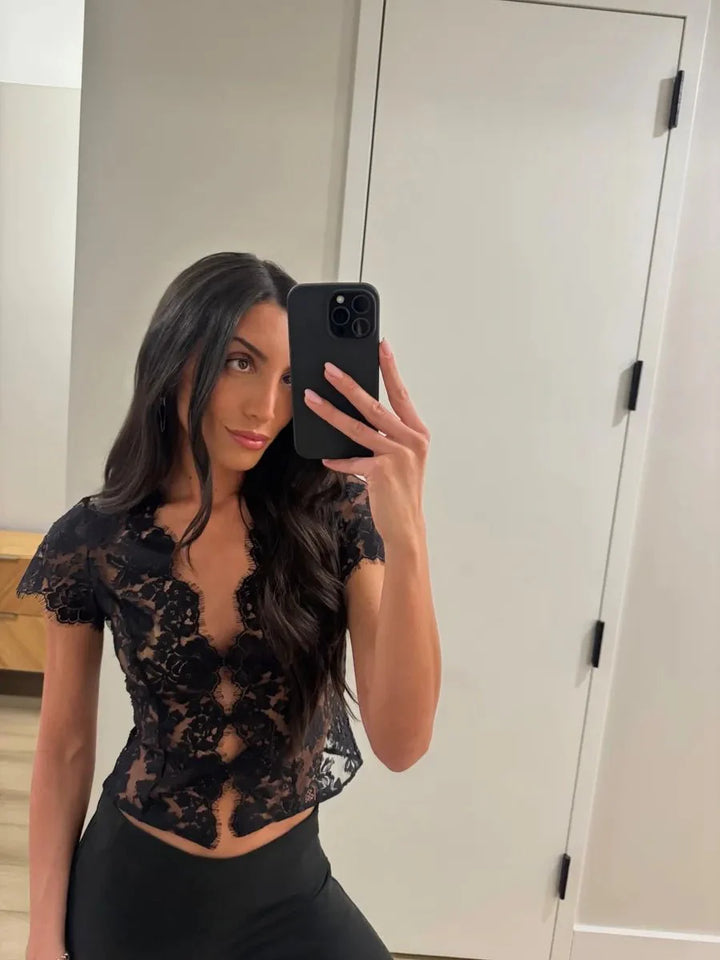 Cassandra Lace V-Neck Corset Top