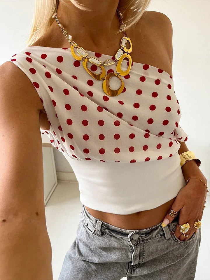 Dianne Skew Collar Polka Dot Top