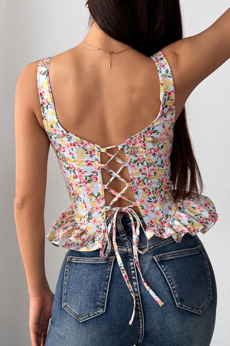 Amber Floral Peplum Tank Top