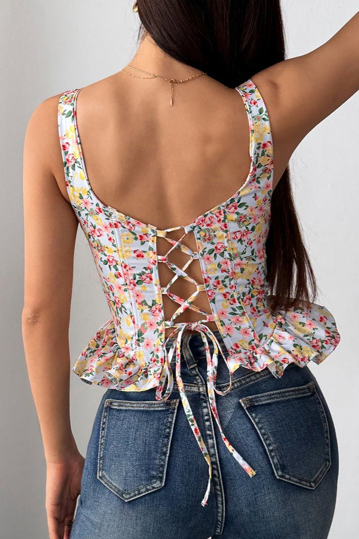 Amber Floral Peplum Tank Top