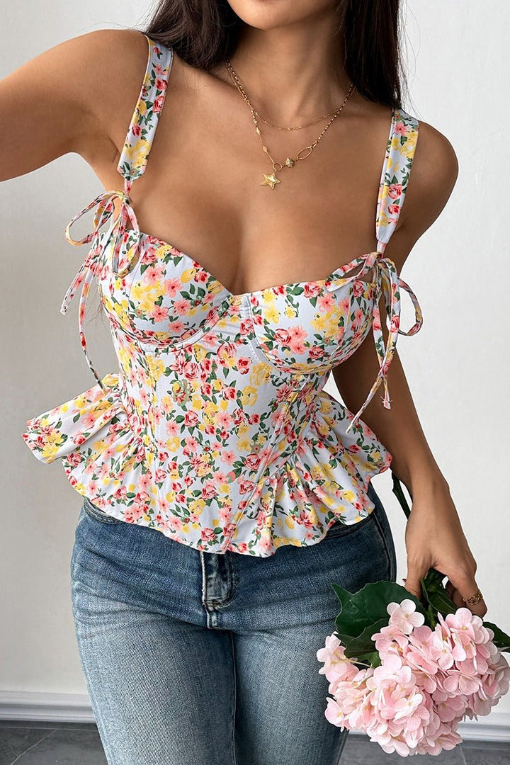 Amber Floral Peplum Tank Top