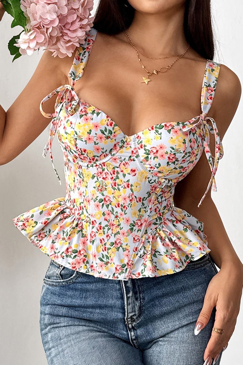 Amber Floral Peplum Tank Top