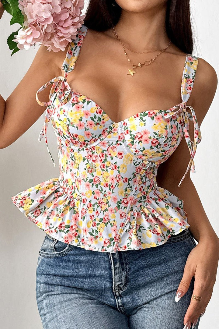 Amber Floral Peplum Tank Top