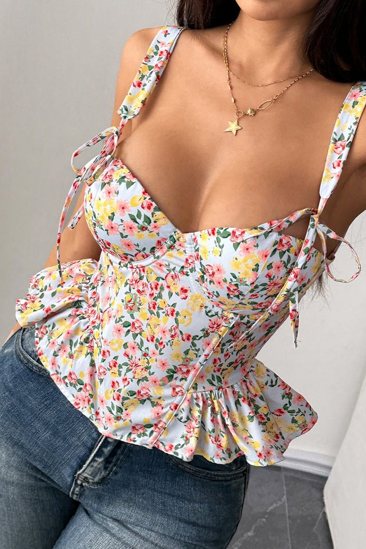 Amber Floral Peplum Tank Top