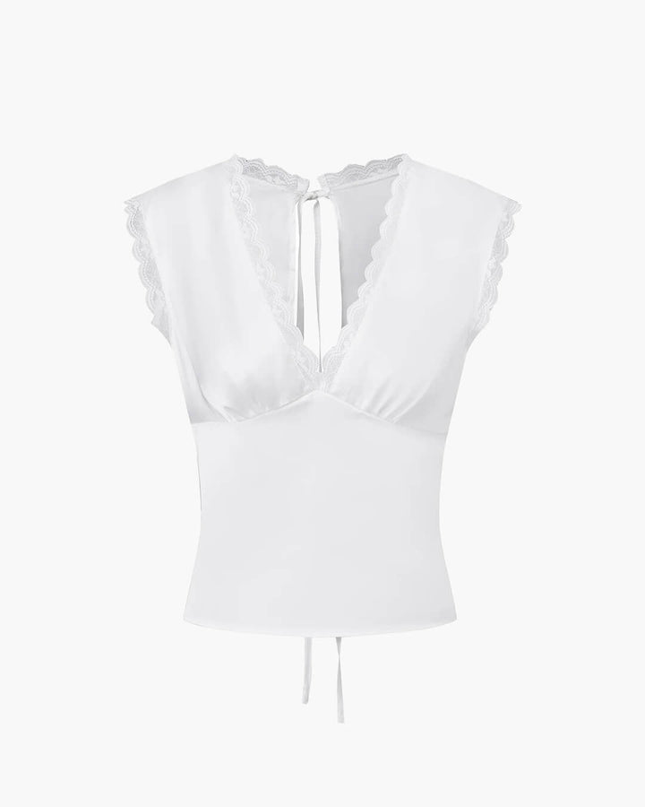 Zaira Deep Neck Satin Top