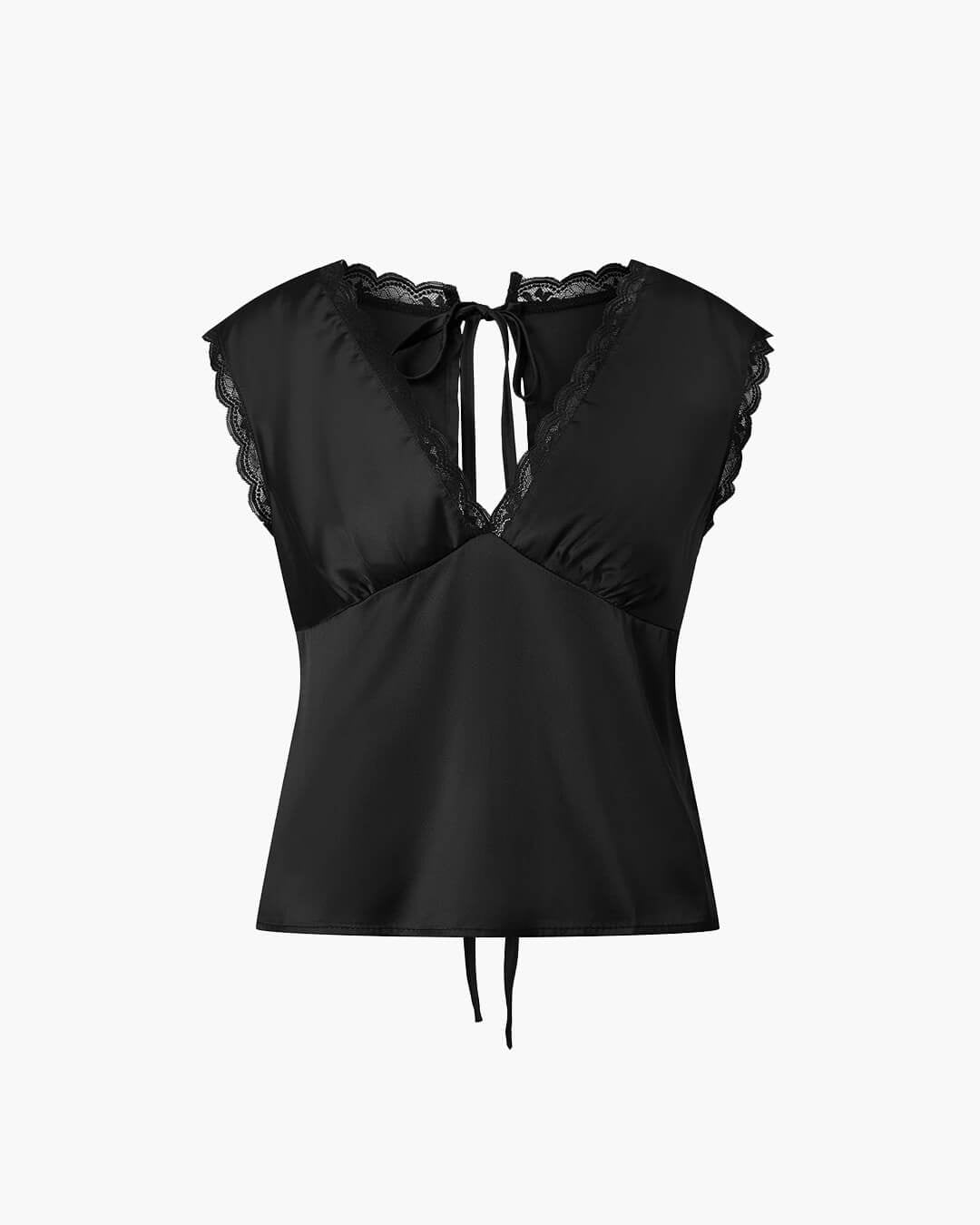 Zaira Deep Neck Satin Top