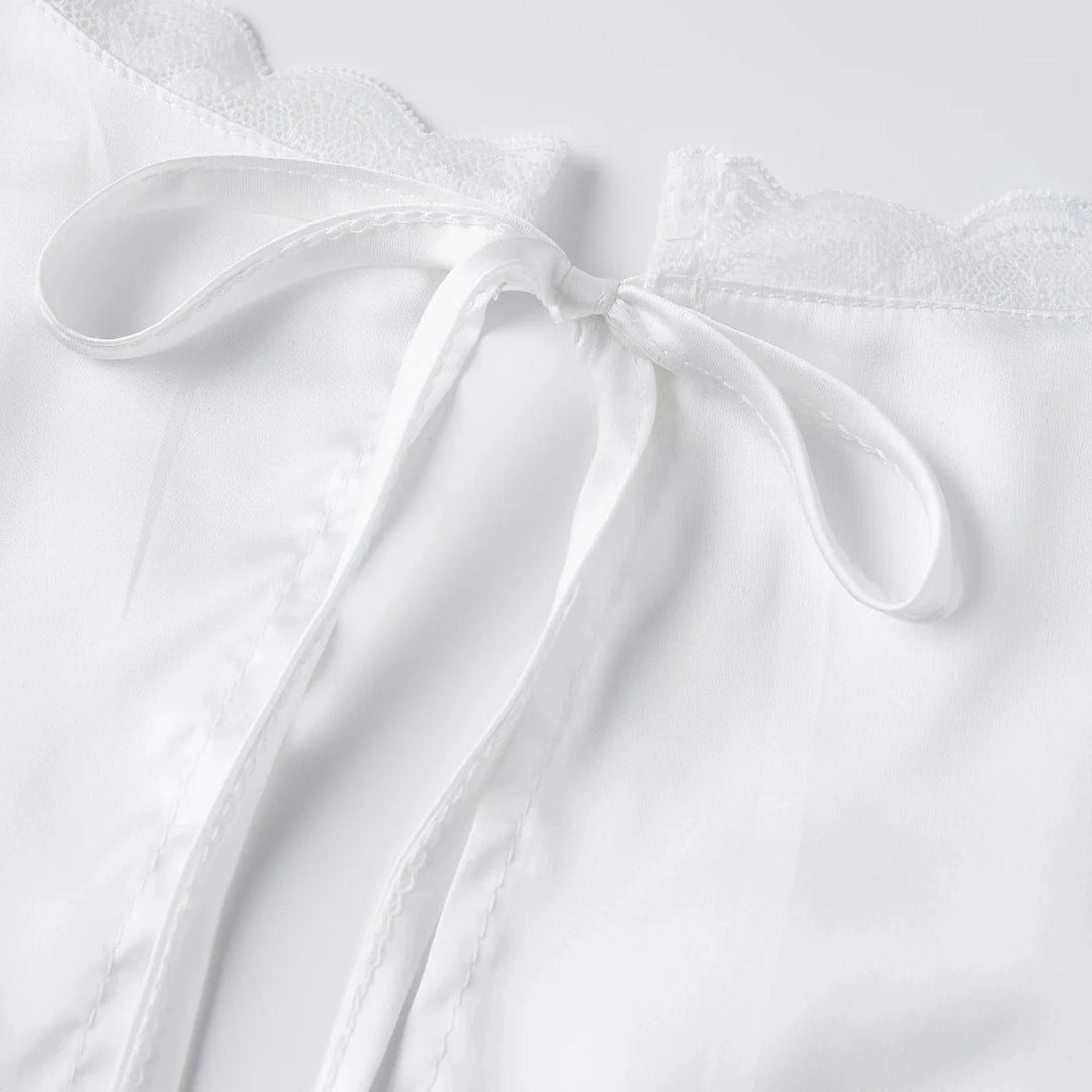 Zaira Deep Neck Satin Top