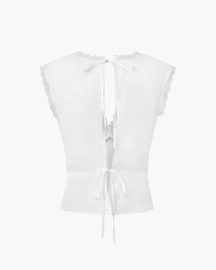 Zaira Deep Neck Satin Top