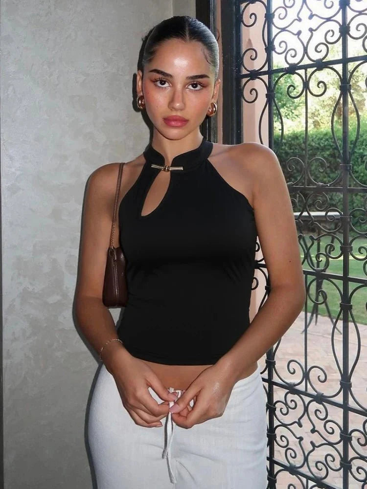 Emilia Cut-Out Halter Neck Crop Top